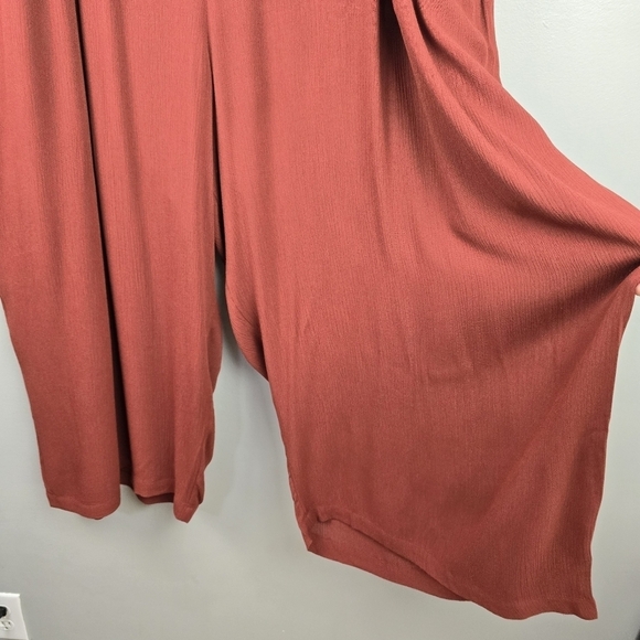 TORRID Crop Flowy‎ Wide Leg Gauze Mid-Rise Tie-Front Pants Brown Womens Sz 6X - Picture 9 of 14